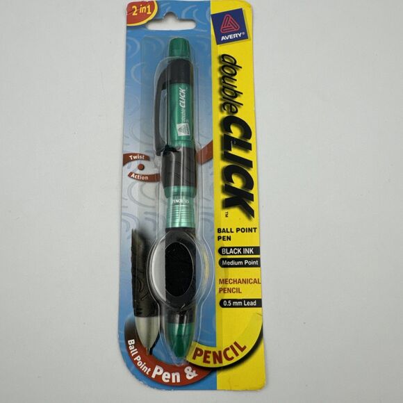 Avery Double Click Ball Point Black Ink Pen Stylus Teal 49818 - Picture 1 of 5